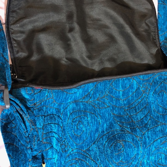 Bright teal handmade cloth shoulder bag - Picture 7 of 7